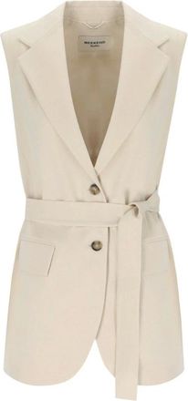 Max Mara Jassen, Dames, Beige, M, Katoen, Fiore Gilet met Riem