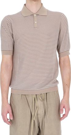 Ballantyne Beige Textured Cotton Polo Shirt