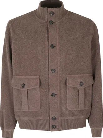 Circolo 1901 Boxy Cropped Pilot Jacket with Ribbed Collar
