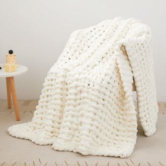 OEM Manta De Punto Grueso Tuserxln, Lujo 100% Tejida A Mano, Suave Y C&oacute;moda Para Sof&aacute;, Cama, Silla, 101 X 127 Cm, Blanca