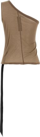 Rick Owens Womens Beige Cotton Sleeveles T-Shirt