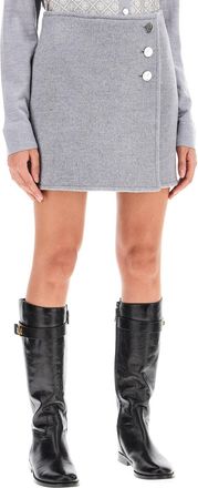 Tory Burch Tory Burch Womens T Monogram Mini Skirt - Grey Wool - Size EU 34 (Womens)