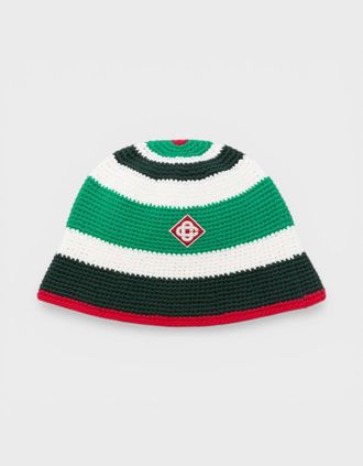 Casablanca Mens Cotton Crochet Hat Green White - Size: M/L