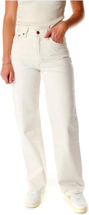 Nudie Jeans High Waist Straight Jeans - Dames - Regular Fit Jeans - Wit - W28 L32 - Denim - Jeans