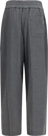 Ami Mens Wool Pants With Elasticated Waist Gris Carbone Fleece Ovis Aries Trousers
