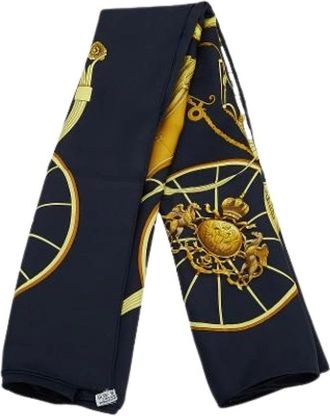 Herm&egrave;s Pre-owned Scarves, female, Blue, Size: ONE SIZE Pre-owned Silk Scarf