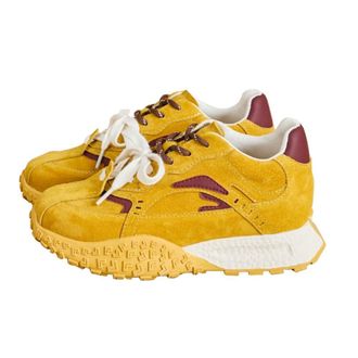 Generic Women Leather Double lace Shoes are Casual Versatile Thick Soled Breathable Non Slip Comfortable Sports Shoes (Yellow,4.5)