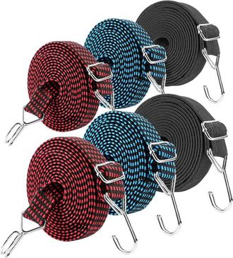 OEM Juego De 6 Cuerdas El&aacute;sticas Bungee, Cuerdas El&aacute;sticas Ajustables De 2 M Con Ganchos, Cuerdas El&aacute;sticas Bungee Para Equipaje, Cuerdas El&aacute;sticas Bungee