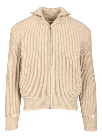 Maison Margiela Wool Blend Knitted Jacket Giacche Beige-Uomo