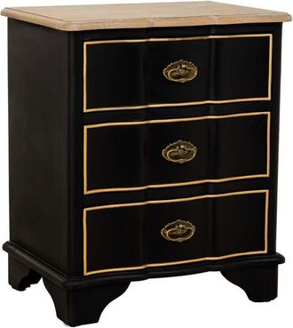 Wanderlust Deco Mesita De Noche De Madera Negra 50x35x60h Cm