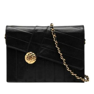 Chanel Pre-owned Coco Mark Lamslederen Schoudertas met Kettingklep - Dames - Pre-owned - Zwart - Maat: ONE Size Leer