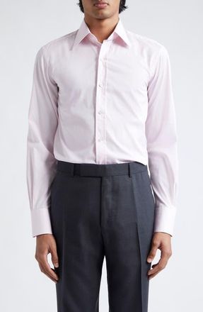 Tom Ford Classic Fit Solid Stretch Poplin Button-Up Shirt in Dp225 Pink at Nordstrom, Size 38