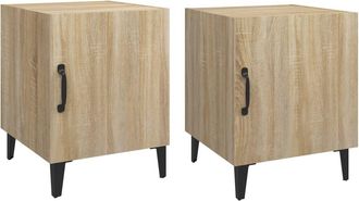 vidaXL Vidaxl - Mesitas De Noche 2 Uds Madera Contrachapada Color Roble Sonoma