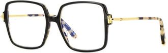Tom Ford Eyeglasses Square Full Rim, Shiny Light Brown Frame And Clear Blue Light Block Lens Ft5915-B045