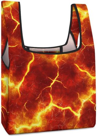 Generic Red Lava Shopping Bag Reusable Grocery Tote Bag Foldable Handbag for Travel Picnic