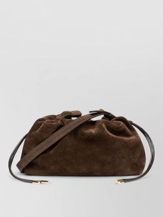 Marella suede shoulder bag adjustable strap hardware