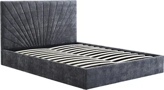 Vente-Unique Letto Contenitore 180 X 200 Cm Tessuto Testurizzato Grigio Antracite - Ribiola