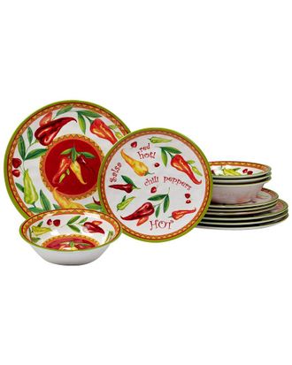 Certified International Melamine 12Pc Red Hot Dinnerware Set