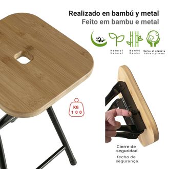 Gedy Sapho Gedy Bamboom - Sgabello Da Bagno Kenta, Nero/bamb&ugrave; Co77