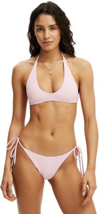 Cotton On Womens String Tie Side Cheeky Bikini Bottom in Pink Petal Waffle at Nordstrom, Size X-Large