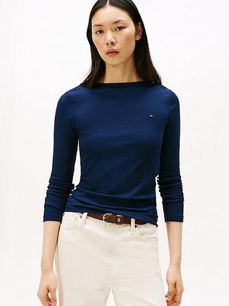 Tommy Hilfiger Ribbed Slim Boat Neck Long Sleeve T-Shirt