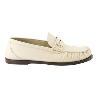 Saint Laurent Loafers, female, White, Size: 6 US Beige Leather Loafers Spring-Summer 2025