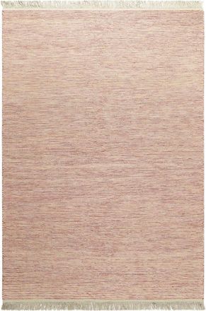 Green Looop Alfombra de lana rojo y crudo con flecos 200x290