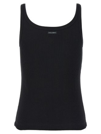 Dolce & Gabbana Ribbed Cotton Tank Top - Black