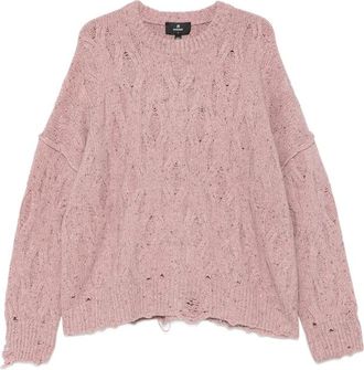 Represent Distressed Cable-knit Sweater