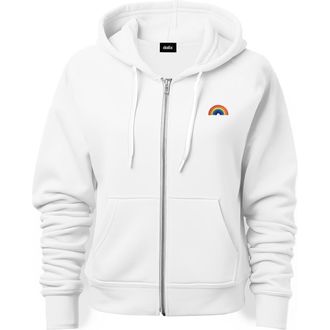 Dalix Rainbow Zip Hoodie in White at Nordstrom, Size Xxx-Large