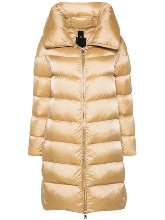Add hooded down coat - women - Polyamide/Polyamide/Duck Down/Duck Feathers - 42 - Gold