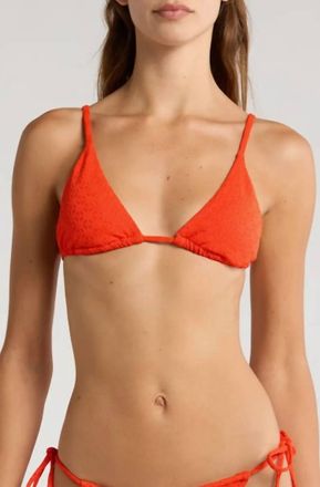 Billabong Good Vibes Slide Tall Triangle Bikini Top In Sunset Red