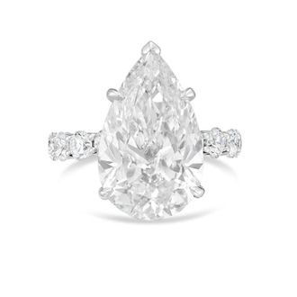 Diana M. Jewels 14kt white gold 2ct lab grown Pear Diamond Pav&eacute; Band Ring