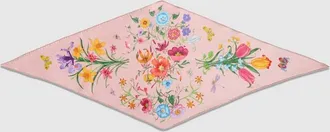 Gucci Printed Silk Twill Diamond Scarf, Pink