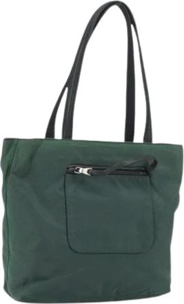 Prada Pre-owned Tote Bags, female, Green, Size: ONE SIZE Pre-owned Nylon Tote Bag
