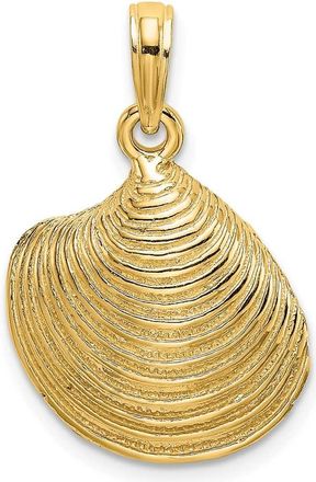 Diamond2Deal 14k Yellow Gold Textured Clam Shell Charm Pendant