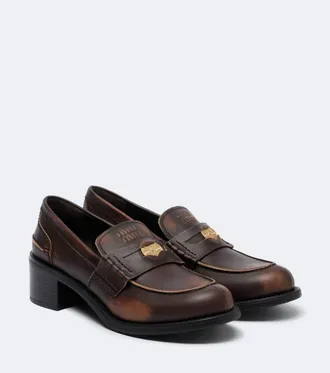Miu Miu Dec&ograve; leather loafer pumps