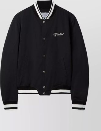 Off-white short jacket with ribbed collar and cuffs