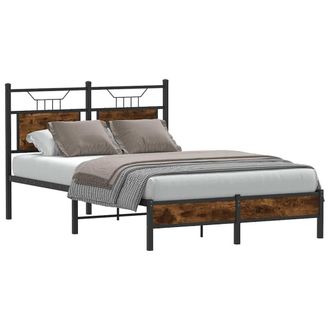 Berkfield Home Decorative Bed Frame without Mattress Smoked Oak 120x200 cm Engin in Brown | Size: Small Double