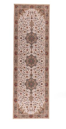 THEKO Alfombra oriental floral tejida a m&aacute;quina en lana natural