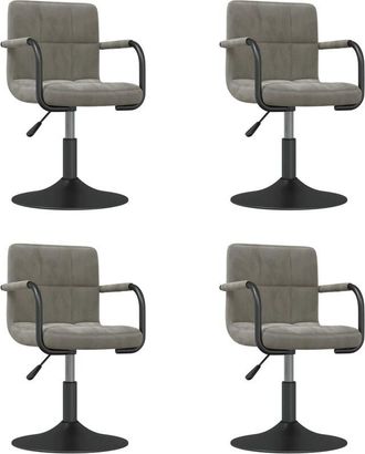 vidaXL Vidaxl - Sillas De Comedor Giratorias 4 Unidades Terciopelo Gris Claro