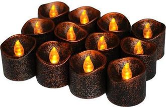 OEM Juego De 12 Velas Led Sin Llama A Pilas, Con Luz Amarilla Parpadeante De Estilo Vintage, Perfectas Para Halloween, Acci&oacute;n De Gracias, Fiestas Y El Hog