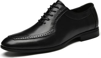 Generic Formal Shoes for Men Lace Up Round Burnished Toe Cowhide Leather Block Heel Rubber Sole Resistant Non Slip Low Top Business(Black,10.5 UK)