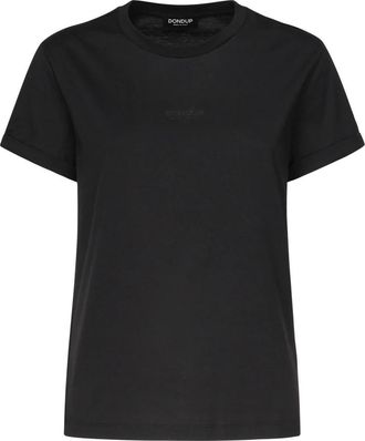 Dondup Regular Fit T-Shirt Met Logo - Dames - T-shirts - Zwart - L - Katoen - Tops