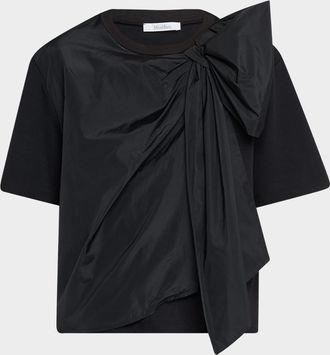 Max Mara Colle Draped Bow Short-Sleeve T-Shirt