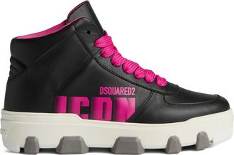 Dsquared2 Icon-motif lace-up sneakers - women - Cotton/Calf Leather/Calf Leather/Synthetic Rubber - 36.5 - Black