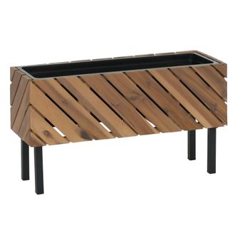 Hhg [nunca Usado] Jardinera Hhg-477, Maceta Para Flores Y Plantas, Para Interior Y Exterior, De Madera De Acacia Con Certificaci&oacute;n Mvg, 36 X 62 X 22 Cm, M