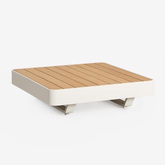 Sklum Mesa De Centro Cuadrada 90x90 Cm En Aluminio Y Madera De Teca Yarilo Sklum Madera Natural