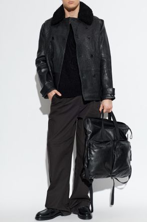 AllSaints Leather Jacket Hamlet, Mens, Black