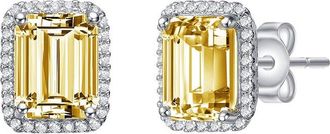 Genevive Plated Cz Square Earrings